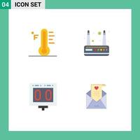 Pictogram Set of 4 Simple Flat Icons of cloud scoreboard sun router sports Editable Vector Design Elements