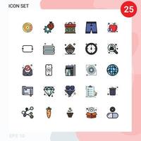 Modern Set of 25 Filled line Flat Colors and symbols such as shorts clothing watch clothe party Editable Vector Design Elements