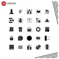 Solid Glyph Pack of 25 Universal Symbols of autumn full mosque down pray Editable Vector Design Elements