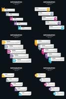 nuestro paquete de infografías vectoriales 6 incluye diagramas y líneas de tiempo bellamente diseñados. vector