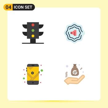 4 Flat Icon concept for Websites Mobile and Apps light budget accustic navigation finance Editable Vector Design Elements
