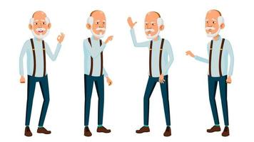 Asian Old Man Vector. Elderly People. Senior Person. Aged. Friendly Grandparent. Web, Poster, Booklet Design. Isolated Cartoon Illustration vector
