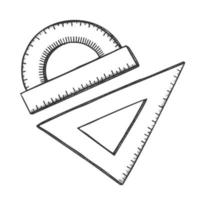 Ruler And Angle Protractor School Tools Ink Vector