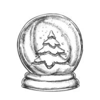 Snow Globe With Fir-tree Souvenir Vintage Vector