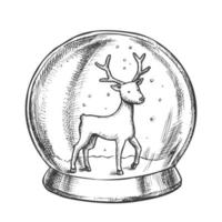 Snow Globe With Deer Souvenir Hand Drawn Vector