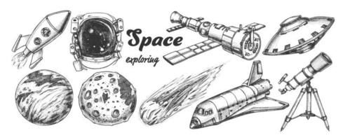 Collection Of Space Exploring Elements Set Vector