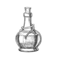 Poison Bottle With Cork Cap Monochrome Vector