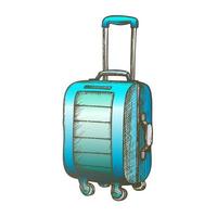 Suitcase On Wheels With Handle Color Vector