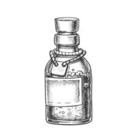 vector monocromo de botella de elixir de poción burbujeada