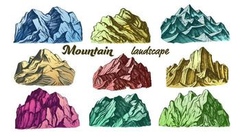 paisaje de montaña de color conjunto vector vintage
