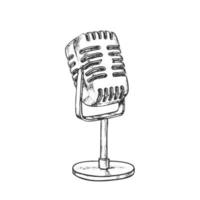 Retro Vocal Radio Microphone Monochrome Vector