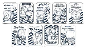 Christmas Holiday Advertising Posters Set Vector