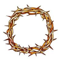 Crown Of Thorns Jesus Christ Top View Color Vector