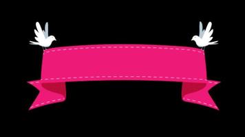 Animation pink ribbon bar floating on black background. video