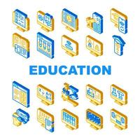 educación en línea aprendizaje lección iconos conjunto vector