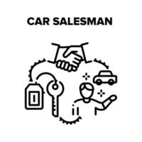 Car Salesman Vector Black Illustrations