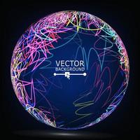 Color Lines Sphere Composition Vector. Glowing Abstract Background vector