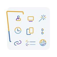 Group of office icons, vector concept of internet communications, workflow, doodle