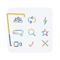 Communication icons group, vector internet communication concept, doodle