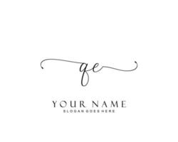 Initial QE beauty monogram and elegant logo design, handwriting logo of initial signature, wedding, fashion, floral and botanical with creative template. vector