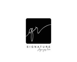 Initial QR beauty monogram and elegant logo design, handwriting logo of initial signature, wedding, fashion, floral and botanical with creative template. vector