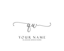 Initial QW beauty monogram and elegant logo design, handwriting logo of initial signature, wedding, fashion, floral and botanical with creative template. vector