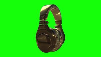 Gold headphone chroma key green video