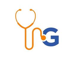 Stethoscope G Letter Health Care Logo Concept vector