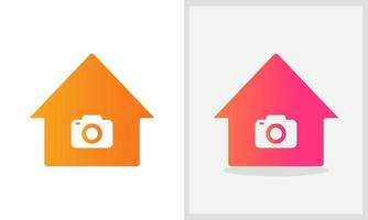 diseño del logo de la casa de la cámara. logotipo de casa con vector de concepto de cámara. fotografía y diseño de logotipos para el hogar