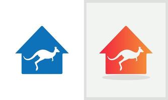 Kangaroo House logo design. Home logo with Jumping Kangaroo concept vector. Kangaroo and Home logo design vector