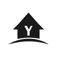 Home Logo On Letter Y Design, Initial Real Estate, Development Concept vector