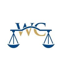 Law Firm Letter WC Logo Design. Law Attorney Sign vector