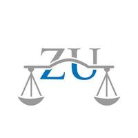 Law Firm Letter ZU Logo Design. Law Attorney Sign vector