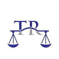 diseño del logotipo de la letra tr del bufete de abogados. signo de abogado de ley vector
