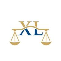 diseño del logotipo de la letra xl del bufete de abogados. signo de abogado de ley vector