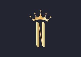 Letter N Crown Logo Design Vector Template