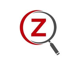 Initial Z Letter Magnifying Glass Logo Design vector