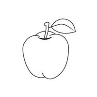 apple fruit outline black and white vector