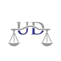 Law Firm Letter UD Logo Design. Law Attorney Sign vector