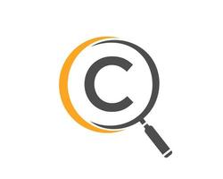 Initial C Letter Magnifying Glass Logo Design vector