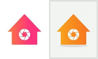 diseño del logo de la casa de la cámara. logotipo de casa con vector de concepto de cámara. fotografía y diseño de logotipos para el hogar