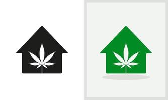 diseño del logo de la casa de marihuana. logotipo de casa con vector de concepto de marihuana. diseño de logotipo de marihuana y hogar