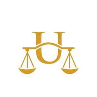 Attorney Law Firm Logo Design On Letter U Vector Template