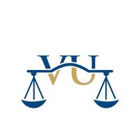 diseño del logotipo de la letra vu del bufete de abogados. signo de abogado de ley vector
