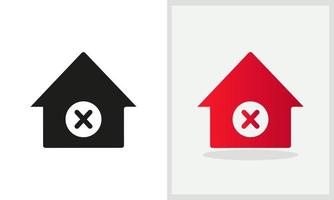 Unsafe House logo design. Home logo with Cross mark concept vector. Cross mark and Home logo design vector