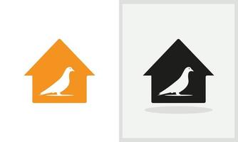 diseño del logo de la casa de la paloma. logo de casa con vector de concepto de paloma. diseño de logotipo de paloma y hogar