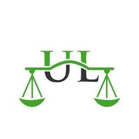 Law Firm Letter UL Logo Design. Law Attorney Sign vector