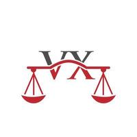diseño del logotipo vx de la carta del bufete de abogados. signo de abogado de ley vector