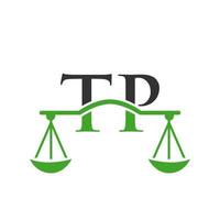 diseño del logotipo de la letra tp del bufete de abogados. signo de abogado de ley vector