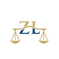 diseño del logotipo de la letra zl del bufete de abogados. signo de abogado de ley vector